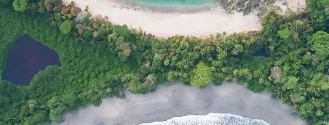 Vue aérienne des hôtels du Pacifique central